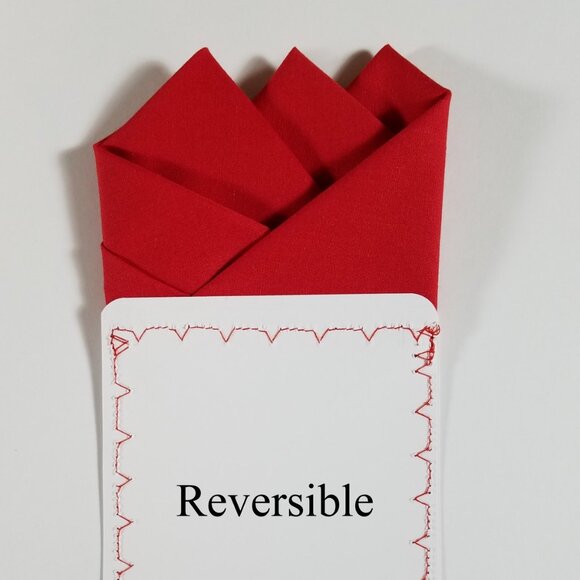 NEW Red 100% Cotton Pre-Folded Pocket Square Handkerchief Insert - Picture 7 of 8